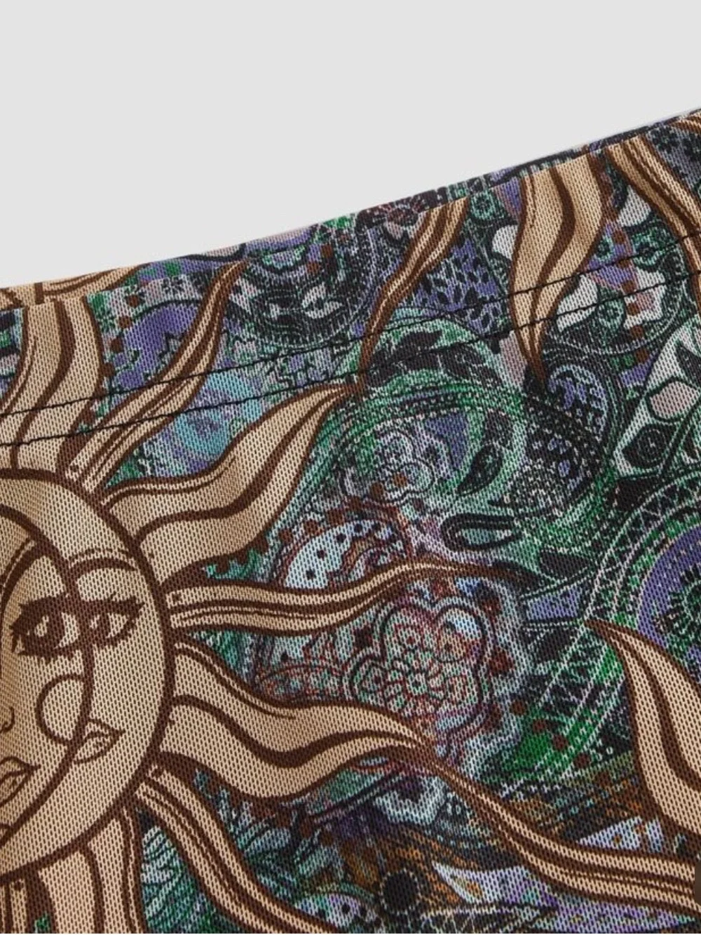 SHEIN MOD Sun Print Lettuce Trim Celestial Motif Maxi Skirt Medium - Picture 4 of 14